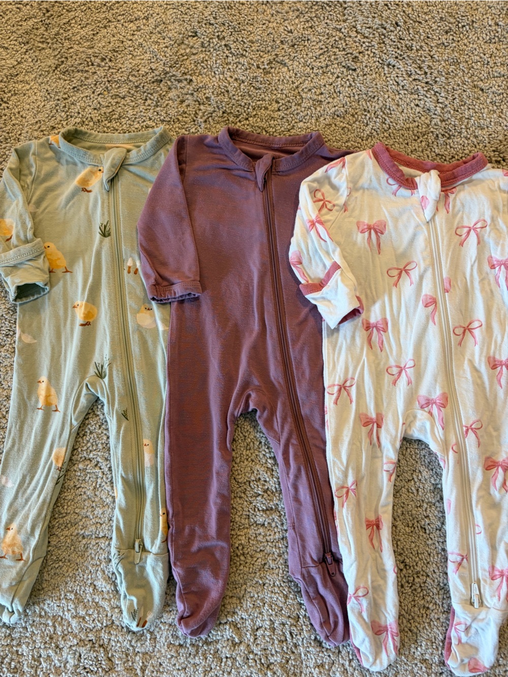 Set of 3 Kyte Baby Zipper Footies NB